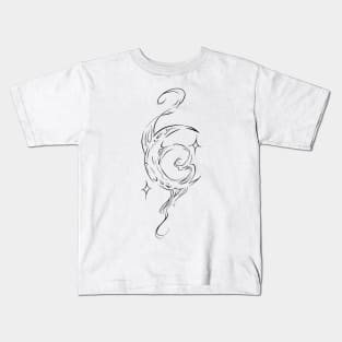 retro wavy moon design water like Kids T-Shirt